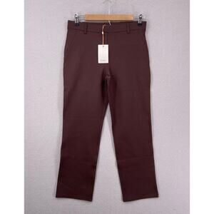 Quince Pants Womens Medium Petite Brown Pull On Stretch Ponte Knit Career Office